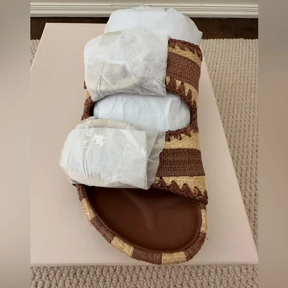 NEW Loeffler Randall Theo Sandals. Brown & Tan Stripe. 7.5. New in box - Picture 6 of 8